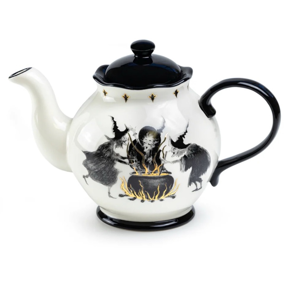 Potter’s Studio Halloween Witches Brew Teapot with Flying Witch on the back